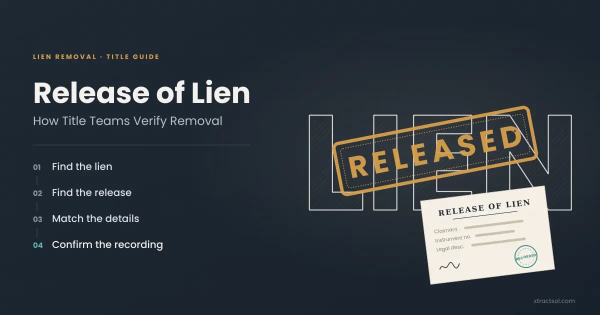The word “lien” stamped “released” beside a recorded release of lien document.
